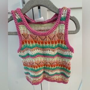 Zara Multicolor crochet Knit Tank Top